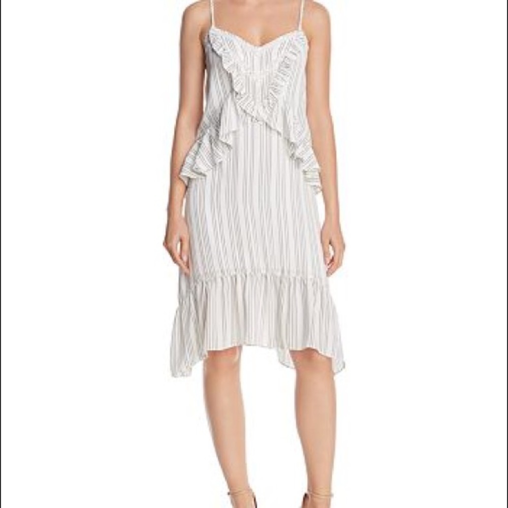 Rebecca Minkoff Ruffle Trim Striped midi dress